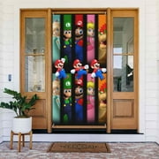 Run Super Mario Door Cover Decorated Banner Tapestry Home Decoration Holiday Party Supplies Door Banner Porch Sign Banner 72.8 x 35.4 Inch