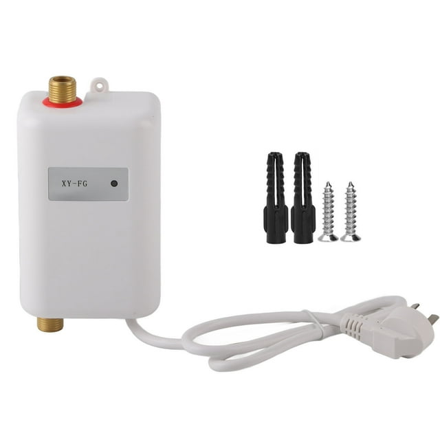 Calentador de agua instantáneo sin tanque blanco para baño, cocina, uso dual (3800 W)