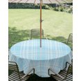 thumbnail image 2 of Outdoor Tablecloth with Umbrella Hole Zipper Buffalo Plaid Round Tablecloth 54" Waterproof Outside Table Cloth Sky Blue Cyan Farmhouse Gingham Striped Patio Table Cover Tablecloths for Picnic Party, 2 of 8