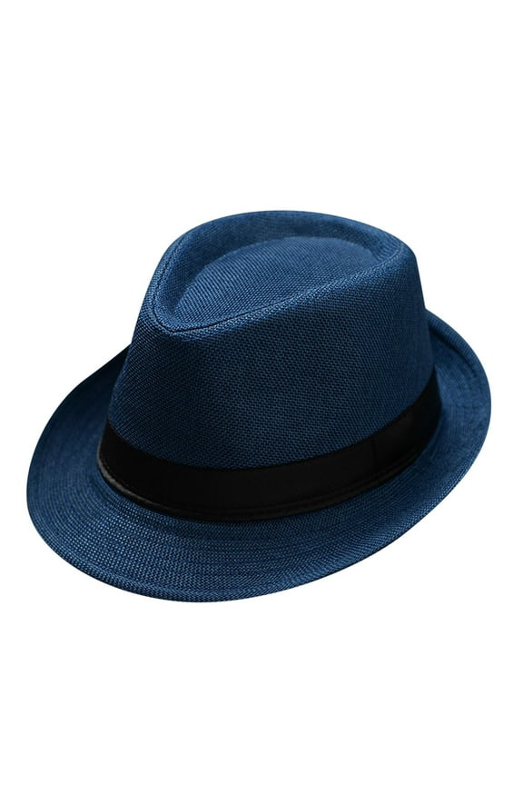 Fedoras For Men Men And Women Jazz Hat Soild British Sun Hat Travel Sun Hat Mens Dress Hats Bowler Hats Blue One Size Clearance