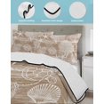 thumbnail image 4 of Quilts Twin-XL Size Bedding Set, Brown Coastal Lightweight Quilted Comforter, Nautical Coral Starfish Shell Turtle Summer Soft Bedspread Coverlet with Pillow Covers for All Season, 68" x 98", 4 of 7