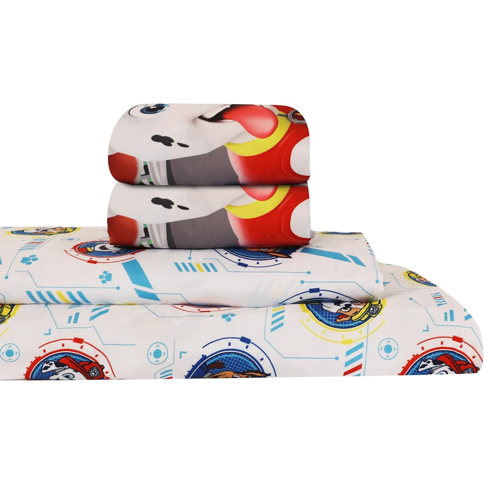 Paw Patrol Kids Plush Polyester Bedding Sheet Set with Reversible Comforter Twin Bed in Bag 4 Pcs Set for Kids