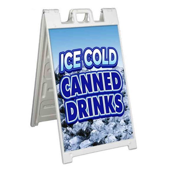 Ice Cold Canned Drinks (24" X 36") Standard A-Frame Signicade, Includes Decal Applied To Stand