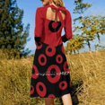 thumbnail image 3 of Robe Rouge Col Carré Grande Taille Élégante pour Femmes, 3 of 4