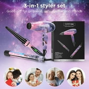 PARWIN PRO BEAUTY Titanium Hair Dryer Straightener Cone Curling Iron Combo | 1875W Power | Starry Color Upgraded model | Perfect Gift Styling Set