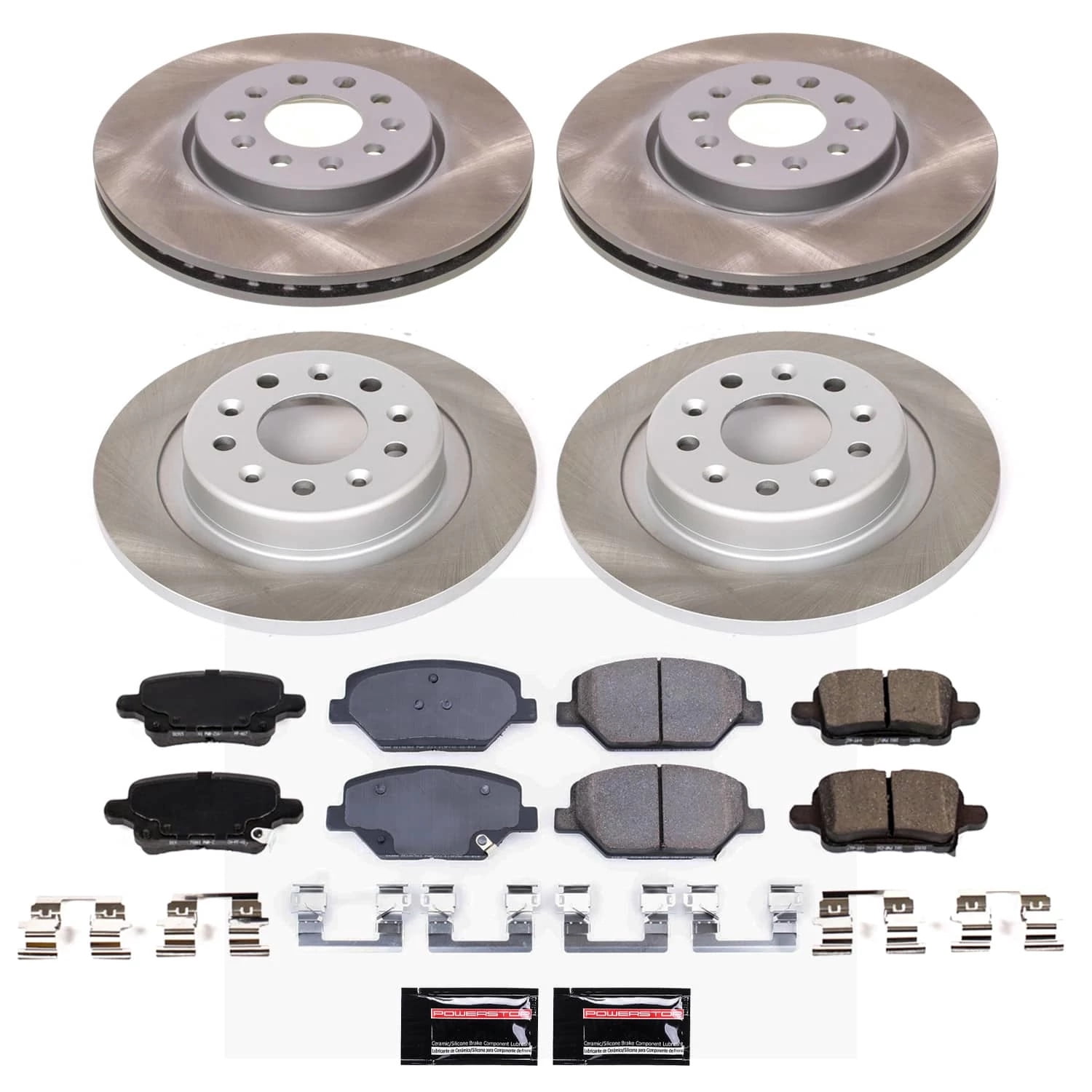 PowerStop Front and Rear Semi-Coated Rotor and Low-Dust Ceramic Brake Pad Kit SC7565