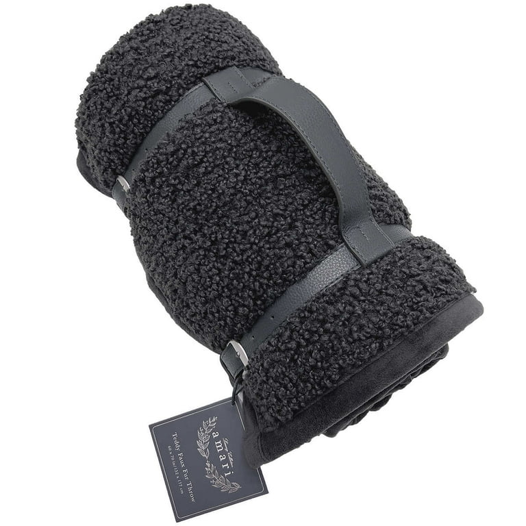 Amari Teddy Luxe Faux Fur Throw 60x70 inch Dark Gray Walmart