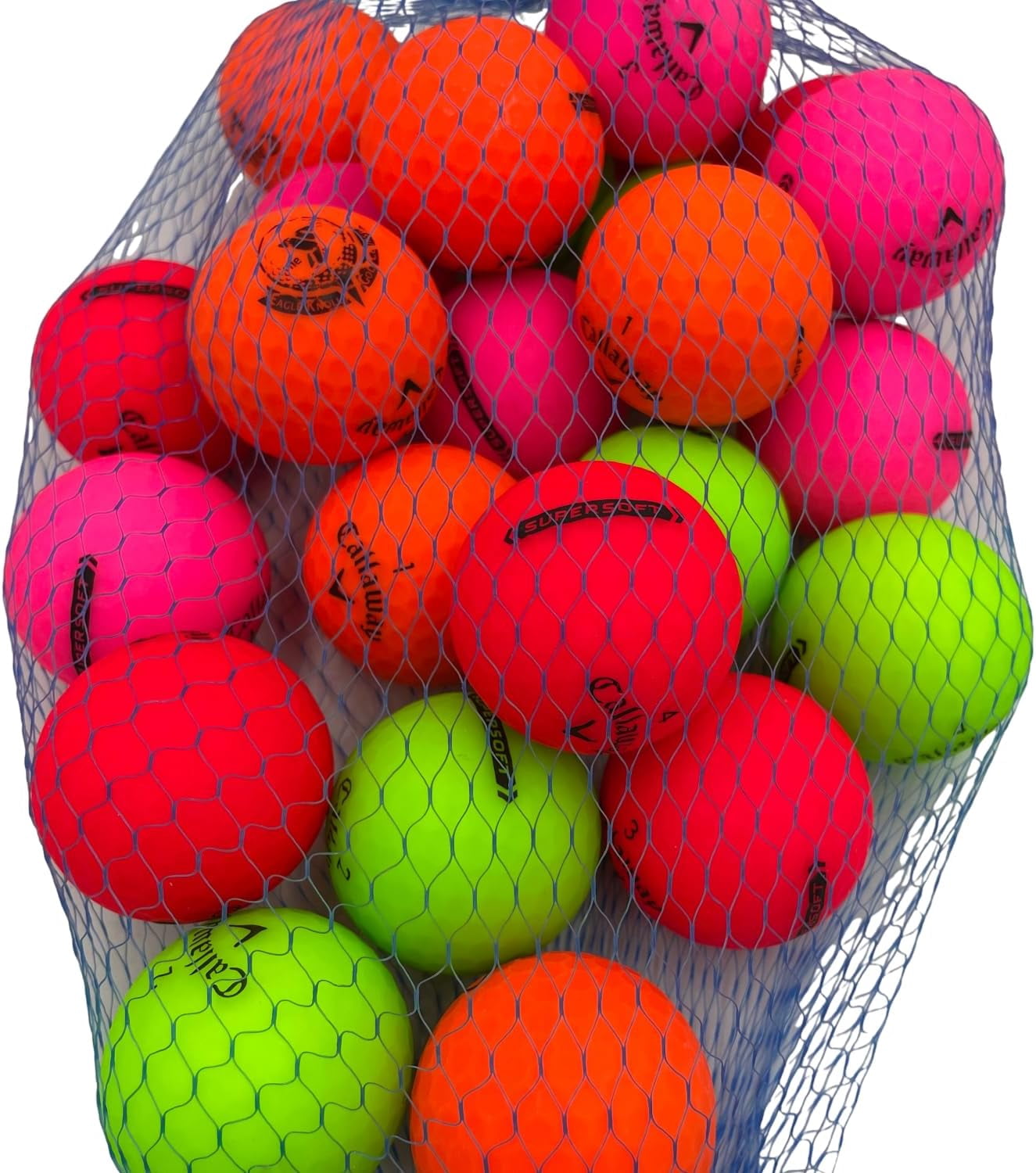 Golf Ball Planet - Supersoft Matte Color Mix Recycled Golf Balls for Callaway 5A/Mint (24 Pack)