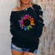 thumbnail image 2 of Camisas casuales florales de manga larga para mujer Estampado de girasol Cuello redondo Estampado de leopardo Costura Mangas caídas Túnica Tops Cuello redondo Blusa de manga larga Pompotops gfhjh10923, 2 of 7