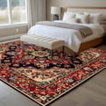 thumbnail image 5 of Red Boho Large Area Rugs for Bedroom Living Room, Soft Non Slip Carpet Bedside Rug, Contemporary Abstract Ethnic Retro Geometric Rectangle Floor Cover Kitchen Accent Rug 8'x10' for Dining Room/Office, 5 of 9
