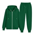 thumbnail image 4 of vdgthytj Sweatsuits Women 2 Piece Outfit Full Zip Drawstring Hooded Jackets Jogger Pants Fall Winter Casual Athletic Sets(Large,Green), 4 of 7
