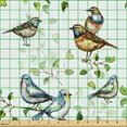 thumbnail image 2 of Ambesonne Nature Fabric by the Yard Upholstery, Spring Birds Leaves Pattern, 1 Yard, Pale Blue Green White, 2 of 5
