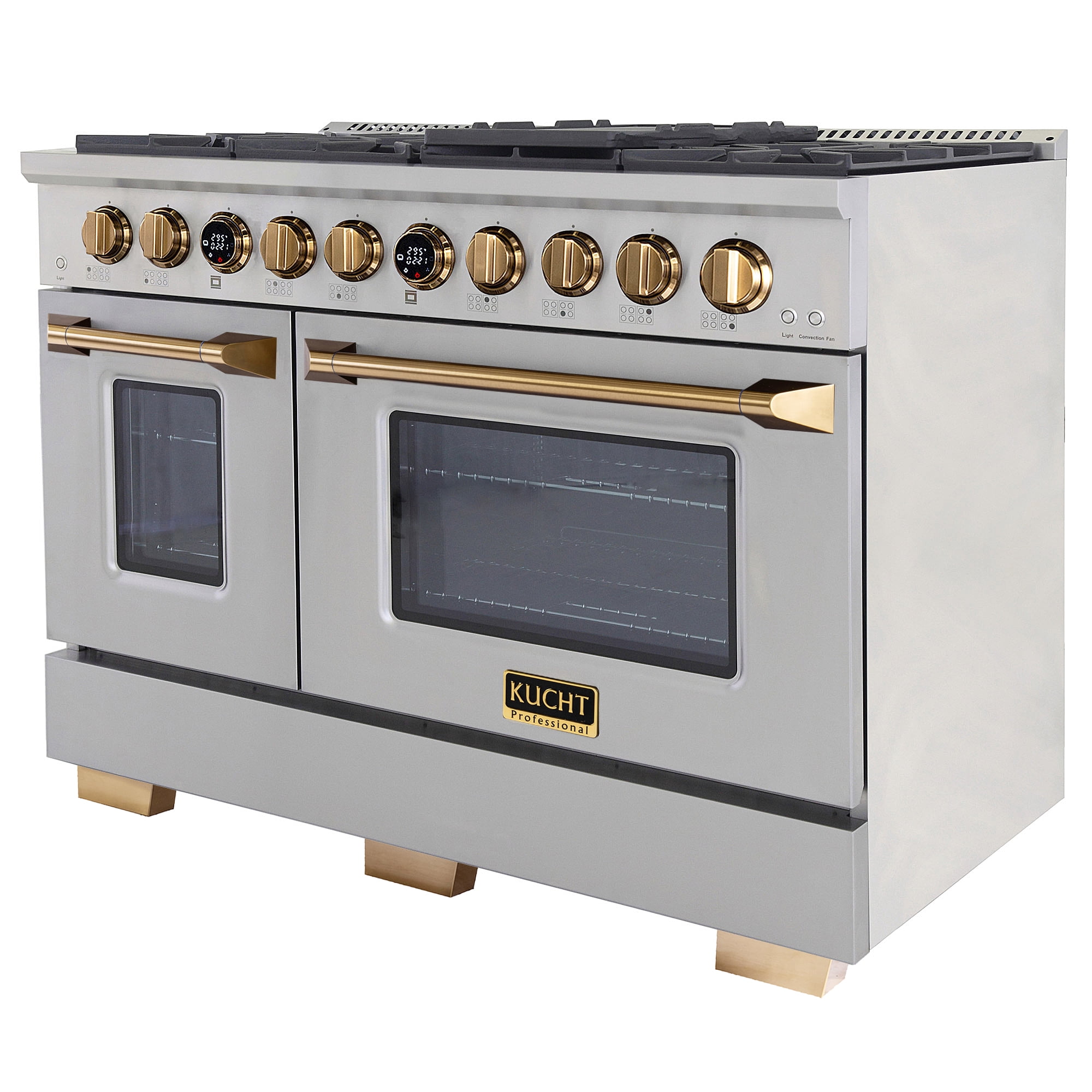 48 in. 6.7. Dual Fuel Range for Natural Gas and Gold + Under Cabinet Range Hood