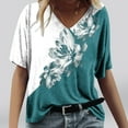 thumbnail image 1 of ICHUANYI Clearance Women's Fashion Printing Casual V-neck Short Sleeve Loose T-shirt Tops(Green, XL) ICHUANYI WER2023081117883, 1 of 4