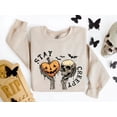 thumbnail image 2 of Stay Creepy Skeleton Hands Sweatshirt – Cute Halloween Pumpkin & Skull Graphic Crewneck, Spooky Season Outfit, 2 of 5
