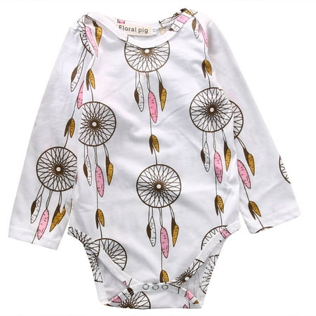 

Eyicmarn Baby Long Sleeve Rompers Dream Catcher Wind Chimes Printed Bodysuits for Newborn Infant Boys Girls