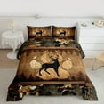 thumbnail image 3 of Homewish Wild Animal Elk Full Size Comforter Sets,Country Farmhouse Lodge Bedding Comforter Set,Brown Green Black Bedding Sets For Boys Kids,Ultra Soft Home Decor Reversible,3-Piece, 3 of 9