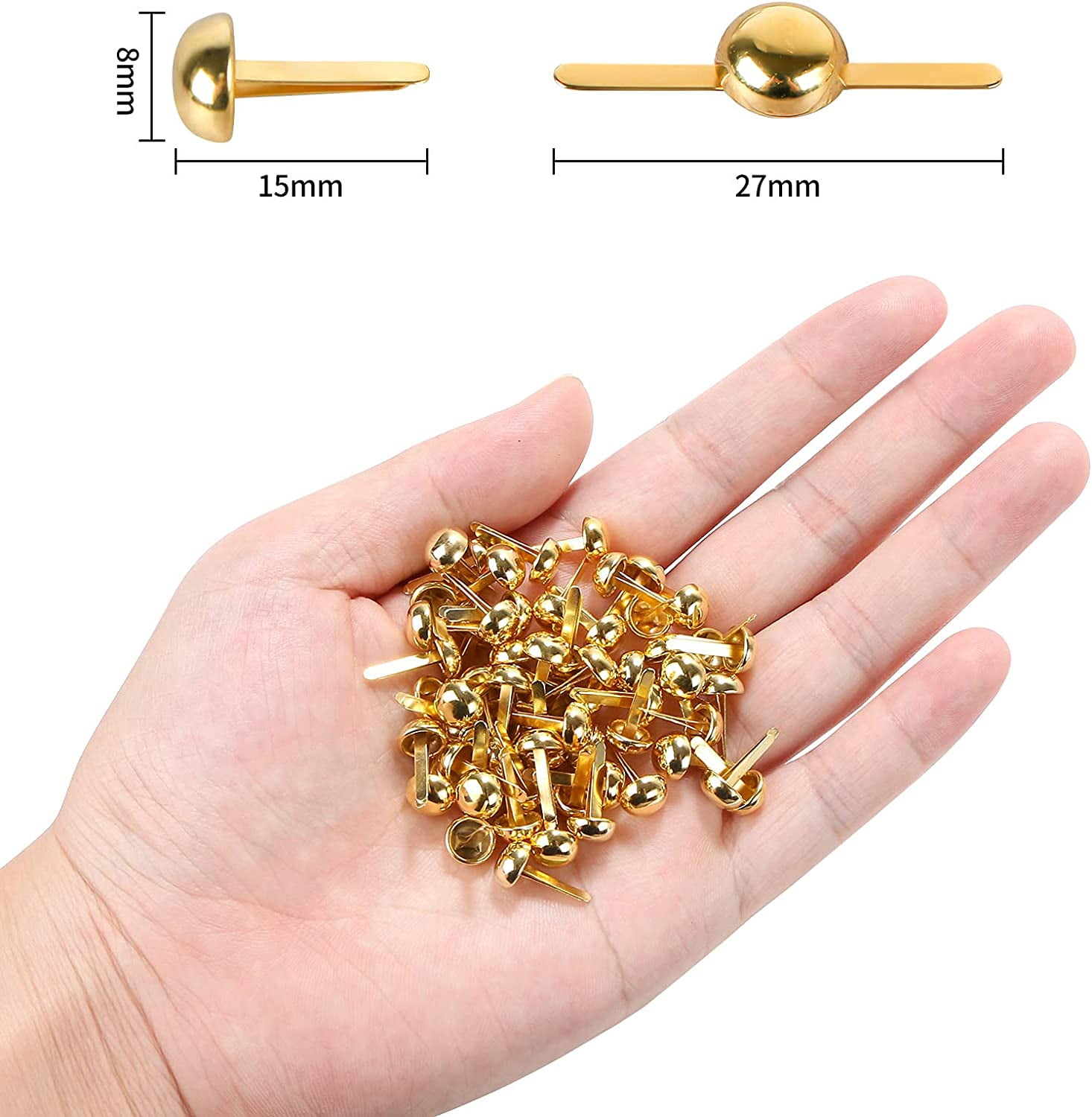 Mini Brads 100Pcs Gold Paper Fasteners Round Brass Metal Pastel Brads for  Scrapbooking Crafts DIY Projects, 8x13mm 