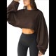 thumbnail image 3 of Sudaderas de Larga con Globo para Mujer, Sudaderas , Cuello Redondo Extragrande Marrón L, 3 of 8