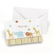 Jungle Animals Thank You Cards With White Envelopes - Set of 25 (4.8 x 3.5-Inches) (82411)