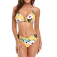 thumbnail image 2 of Taqqpue 3 Piece Bikini Set for Women Sexy O Ring Triangle Halter Swimsuits Top with Bottom and Short Mesh Sarong Wrap Skirt Bathing Suits on Clearance, 2 of 5