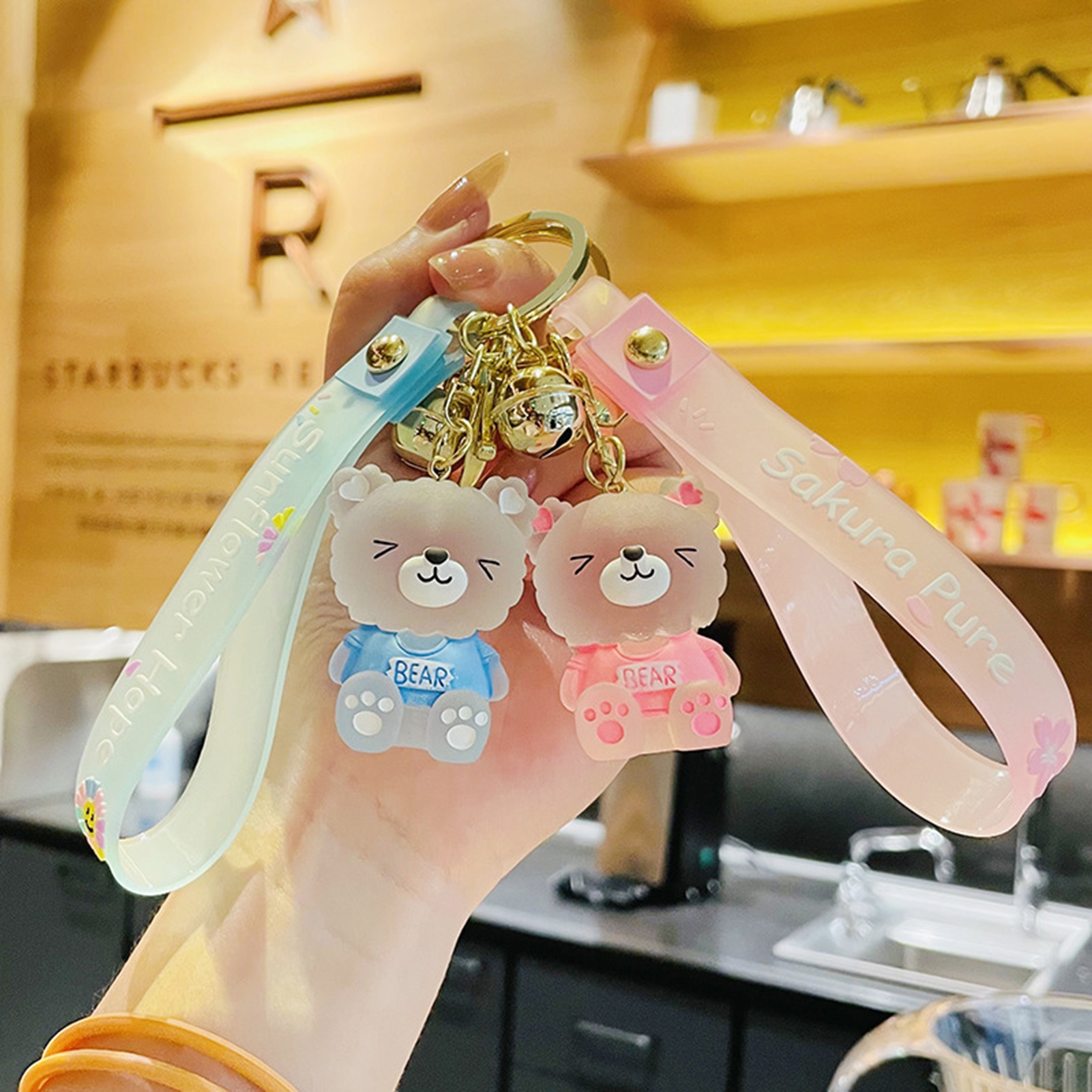 Deyuer Key Chain Cartoon Jelly Color Bear Unisex Multipurpose Letter Key  Ring Holder Bag Decoration