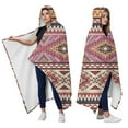 thumbnail image 2 of Wearable Blanket,Pink Boho Tribal Diamonds and Triangles Pattern Hooded Wearable Flannel Blanket for Adults & Teens,Winter Poncho Shawl Wrap Cape Cozy Anti-Pill,50"x60", 2 of 5