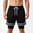 thumbnail image 2 of hoksml Men's 2-in-1 Mesh Basketball Shorts, Elastic Waist Drawstring Workout Shorts with Compression Liner, 2 of 5