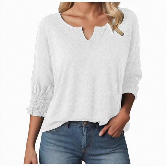 Godom Women's 2025 Fashion Tops 3/4 Length Sleeve Business Casual Blouses Summer Tees Shirts