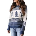 thumbnail image 1 of Chandail de Noël pour Femmes, Tricoté à la Main, Mode, Col Rond, Imprimé, Cardigan Chaud, Décontracté, Mi-Long, 1 of 7