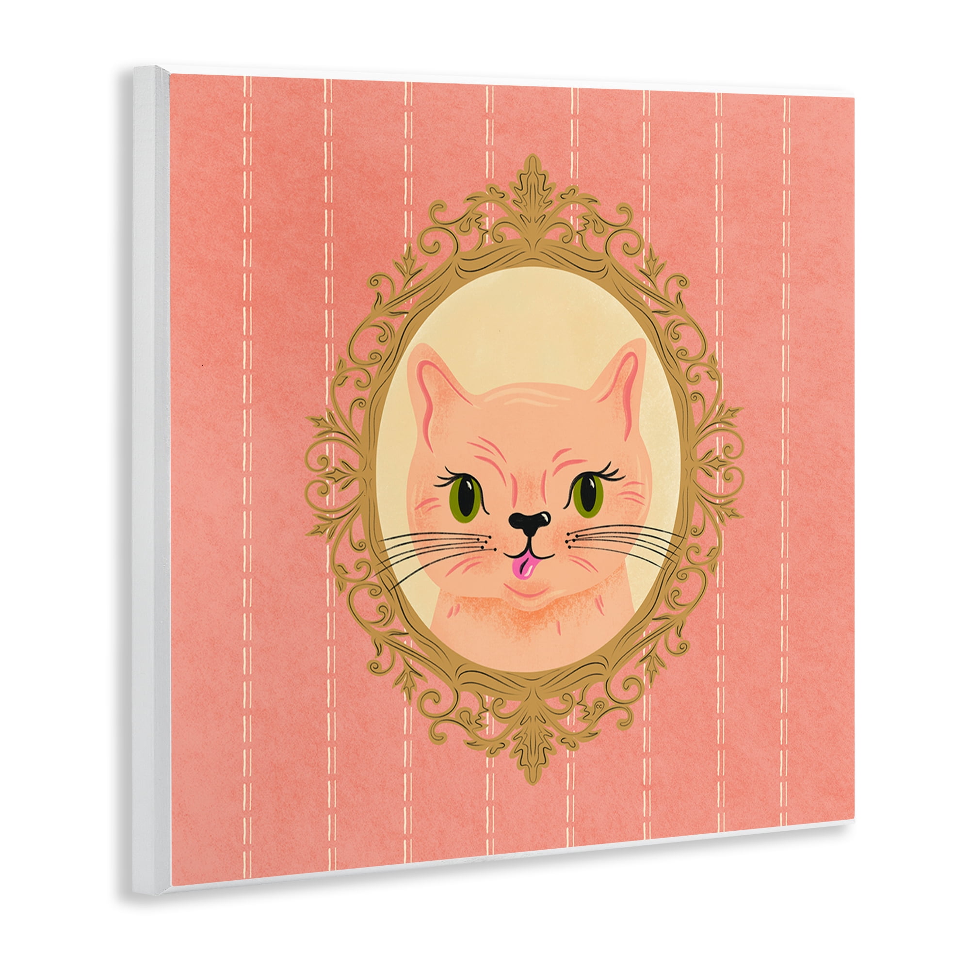 Stupell Industries Peach Cat Portrait Animals Painting Unframed Art Print Wall Art, 12 x 12