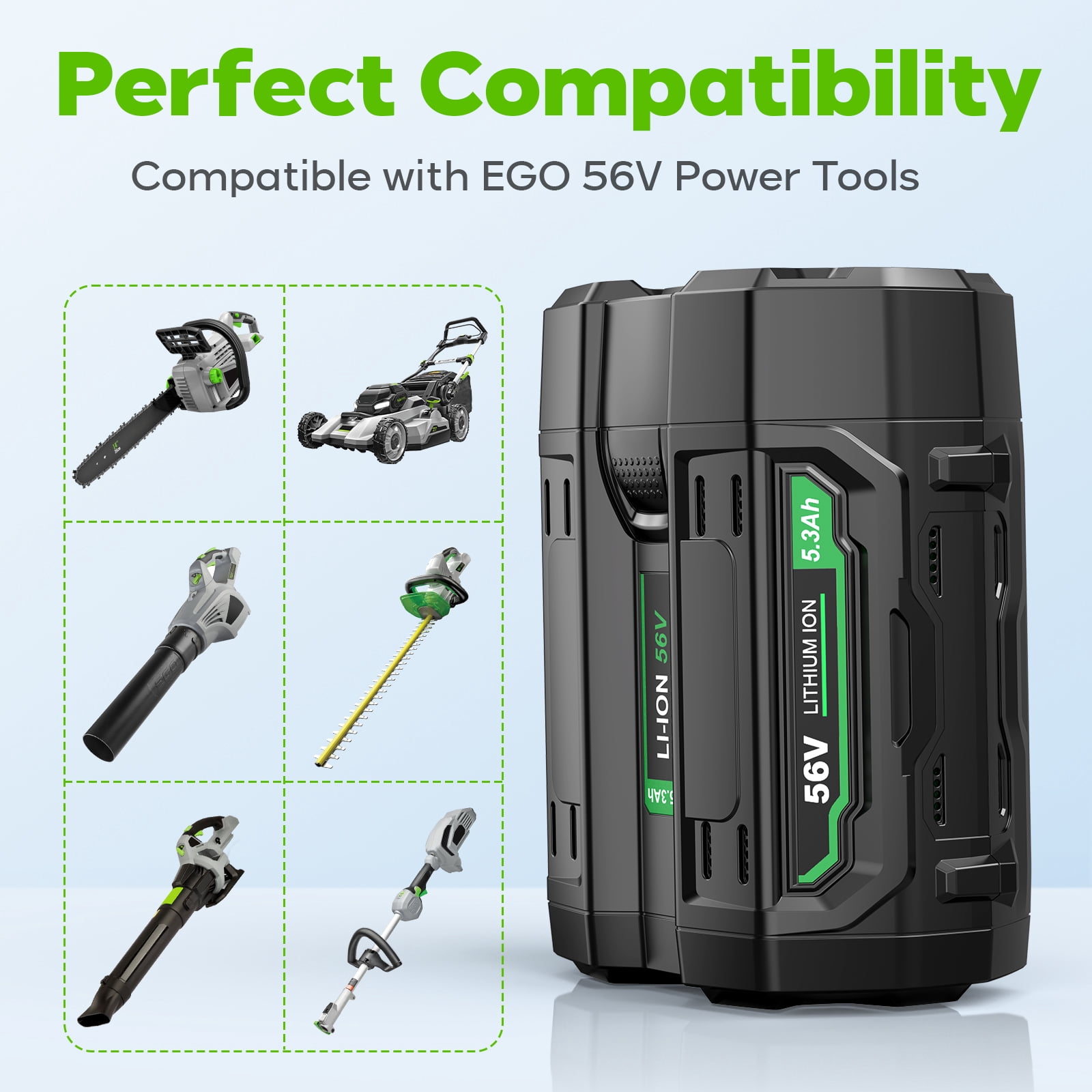 56V 5.3Ah Replacement Battery for EGO 56V Battery, Conpatible with EGO 56 Volt Lithium-Ion Battery BA2800 BA2800T BA4200 BA4200T BA1400 BA1400T Power Tools