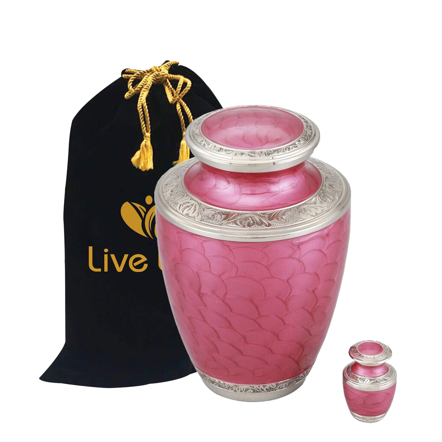 Keepsake Size Beautiful Life Urns Pink Garden Brass Cremation Urn 
