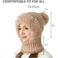 thumbnail image 6 of Women’s Thermal Knit Hood, 3 in 1 Lined Winter Hat, 3-in-1 Beanie Hat with Scarf and Mask for Women Windproof(Beige), 6 of 7