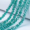 thumbnail image 1 of Electroplate Glass Beads Strands AB Color Plated Faceted Rondelle Dark Cyan 2.3~2.7x2mm Hole: 0.4mm about 150~155pcs/strand 32~33cm, 1 of 2