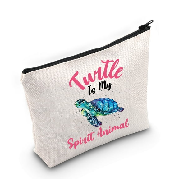 LEVLO Funny Turtle Cosmetic Make Up Bag Turtle Lover Inspired Gift Turtle Is My Spirit Animal Makeup Zipper Pouch Bag For Women Girls