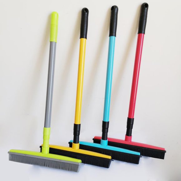 3-Section Extendable Rubber Cleaning Brush: Effortlessly Removes Dust, Pet Hair from Carpets & Floors, Multi-Purpose for Window Wiping, No Hand Washing Needed, Ideal for Home Hygiene (Gray)