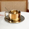 thumbnail image 3 of Tazas de café Isotérmicas Sunnimix con Plato y Cuchara de Acero inoxidable 200ml dorado, 3 of 8