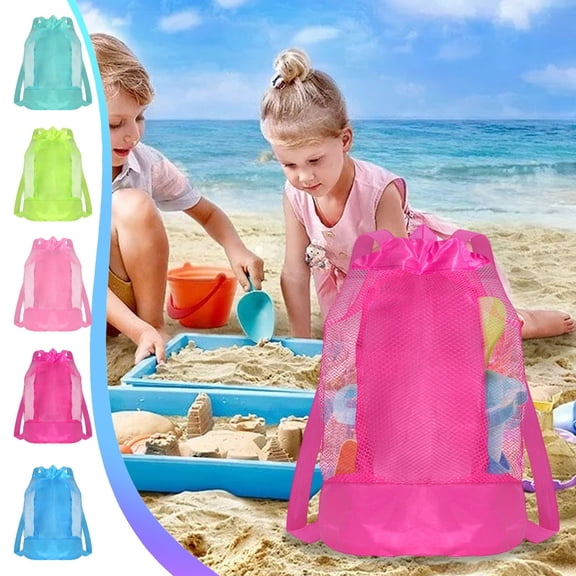 Large Mesh Beach Bag Drawstring Backpack for Sand Toys Storage Beach Pool Outdoor Play for Family Adults Beach Tote by PALIFEUR