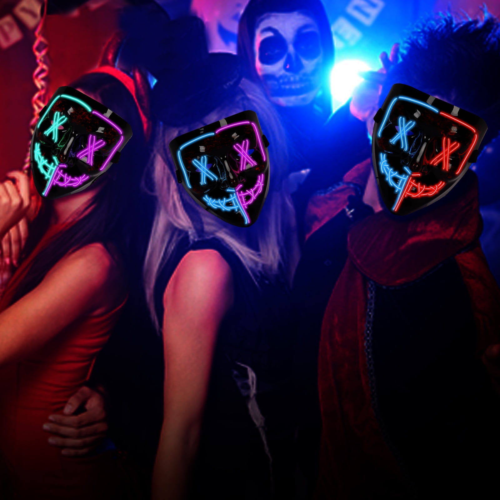 Halloween Led Mask With 3 Modes Glowing Scary Led Mask - Temu