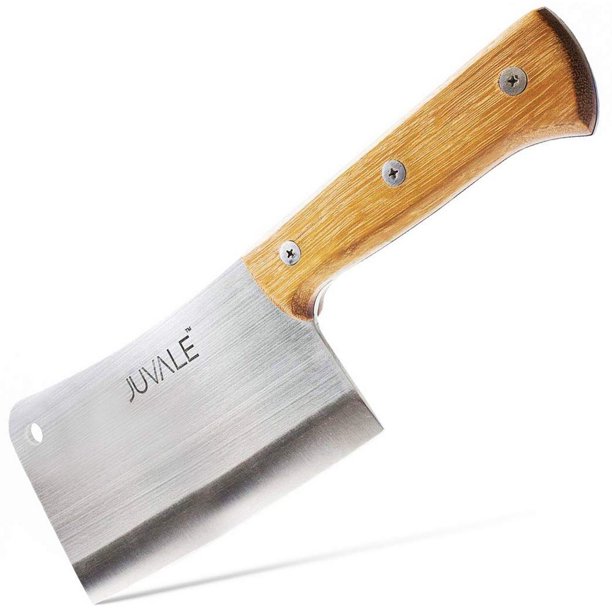 Meat Cleaver Heavy Duty Stainless Steel Chopper Knife with Solid Wood