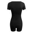 thumbnail image 6 of REALiKUN Women's Short Sleeve Yoga Romper Seamless Ribbed Workout One Piece Square Neck Jumpsuit, 6 of 6