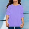 thumbnail image 2 of Tisuna Girls Shirts Child Solid Color Long Sleeve Crew Neck Tops Comfortable Leisure Autumn Kids Outdoor Wear Purple Size 3-4 Years, 2 of 4