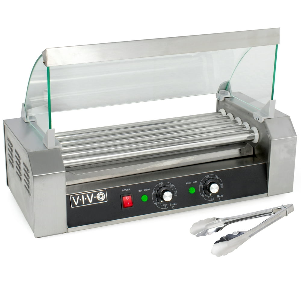 VIVO Electric 12 Hot Dog & Five (5) Roller Grill Cooker Warmer Machine with Cover (HOTDGV205