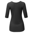 thumbnail image 3 of SSOULM Women's 1/2 Sleeve Silky Stretchy Crewneck Slim Fit T-Shirt Top with Plus Size, 3 of 5