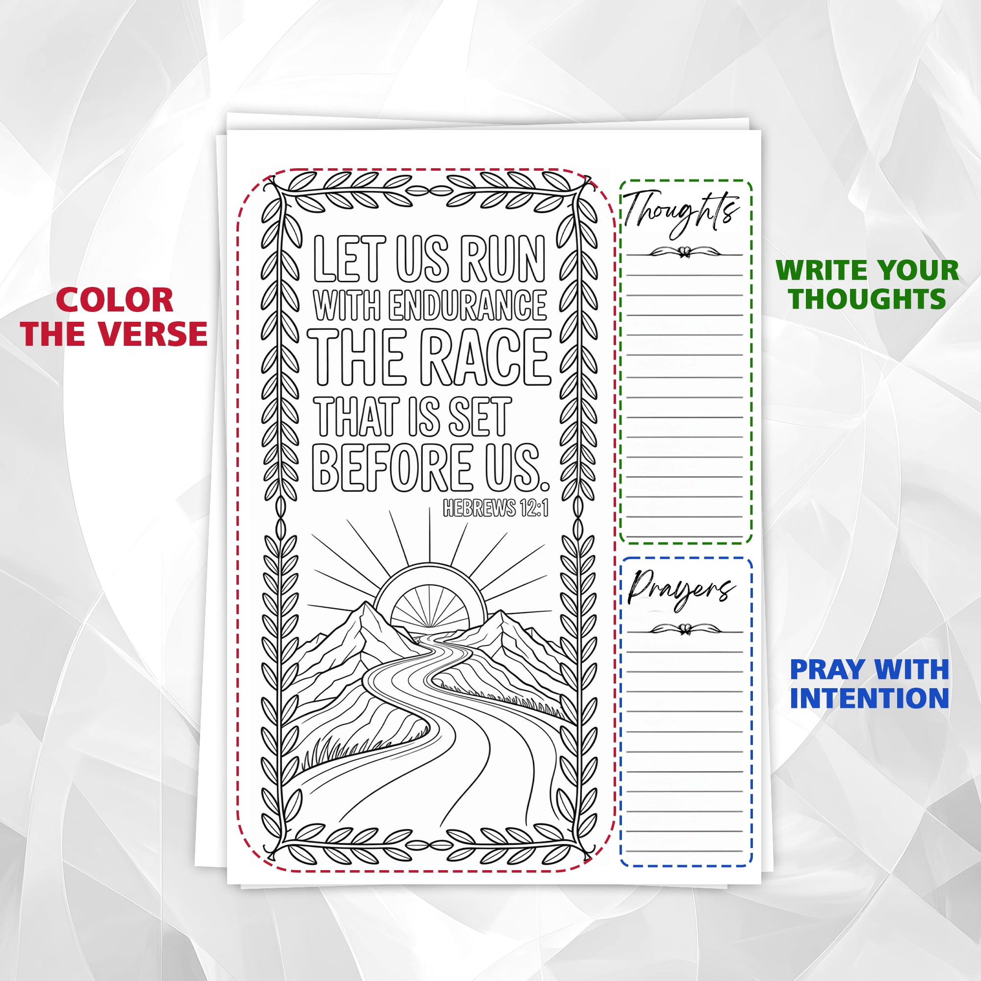 The Epistles Coloring Book for Adults, 30 Minimalist Scripture Art Pages with Reflection & Prayer Space, Spiral Bound, A4 or A5 Softcover or Wood Cover