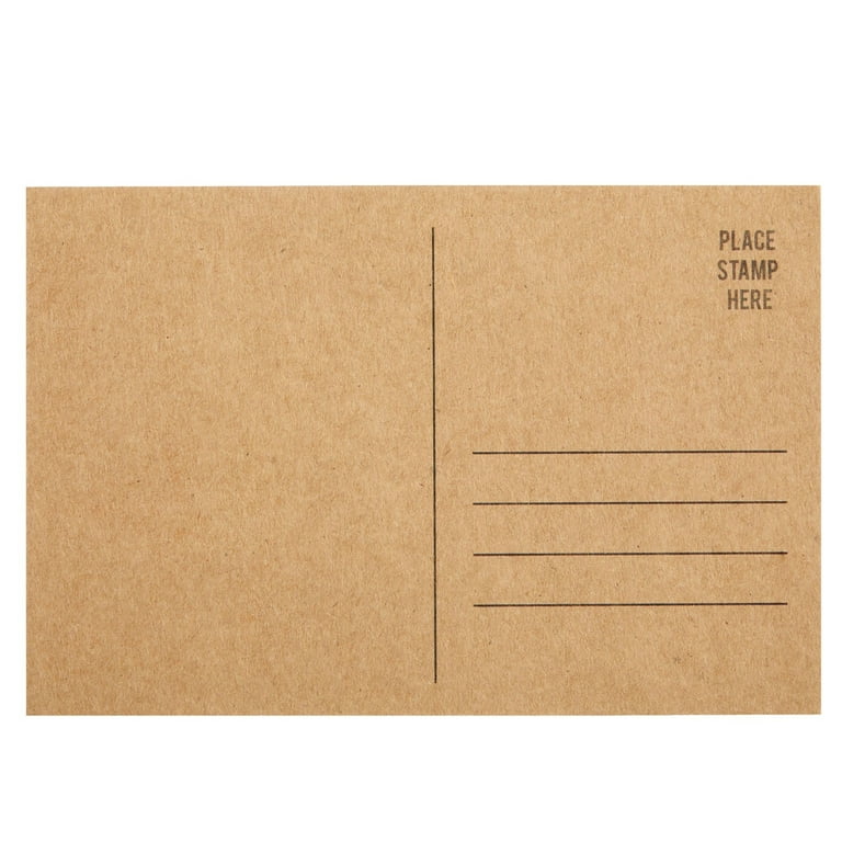 Set of 50 Brown Kraft Paper Blank Postcards Pack - Self Mailer Mailing Side Postcards 50 Pack Postage Saver - 4 x 6 Inches