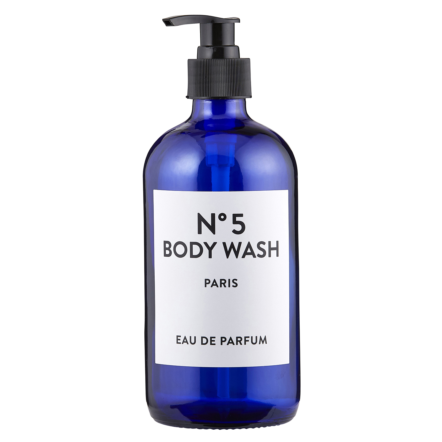 9" Blue, Black And White Body Wash MultiPurpose Bottle