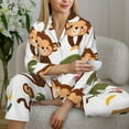 thumbnail image 6 of Pajamas for Women Set - Monkeys Swinging from Palms Comfy Long Sleeve Button Up Pajama Sets for Women 2 Piece, Soft Sleepwear Nightwear Pjs Lounge Sets for Women with Pockets, 6 of 6