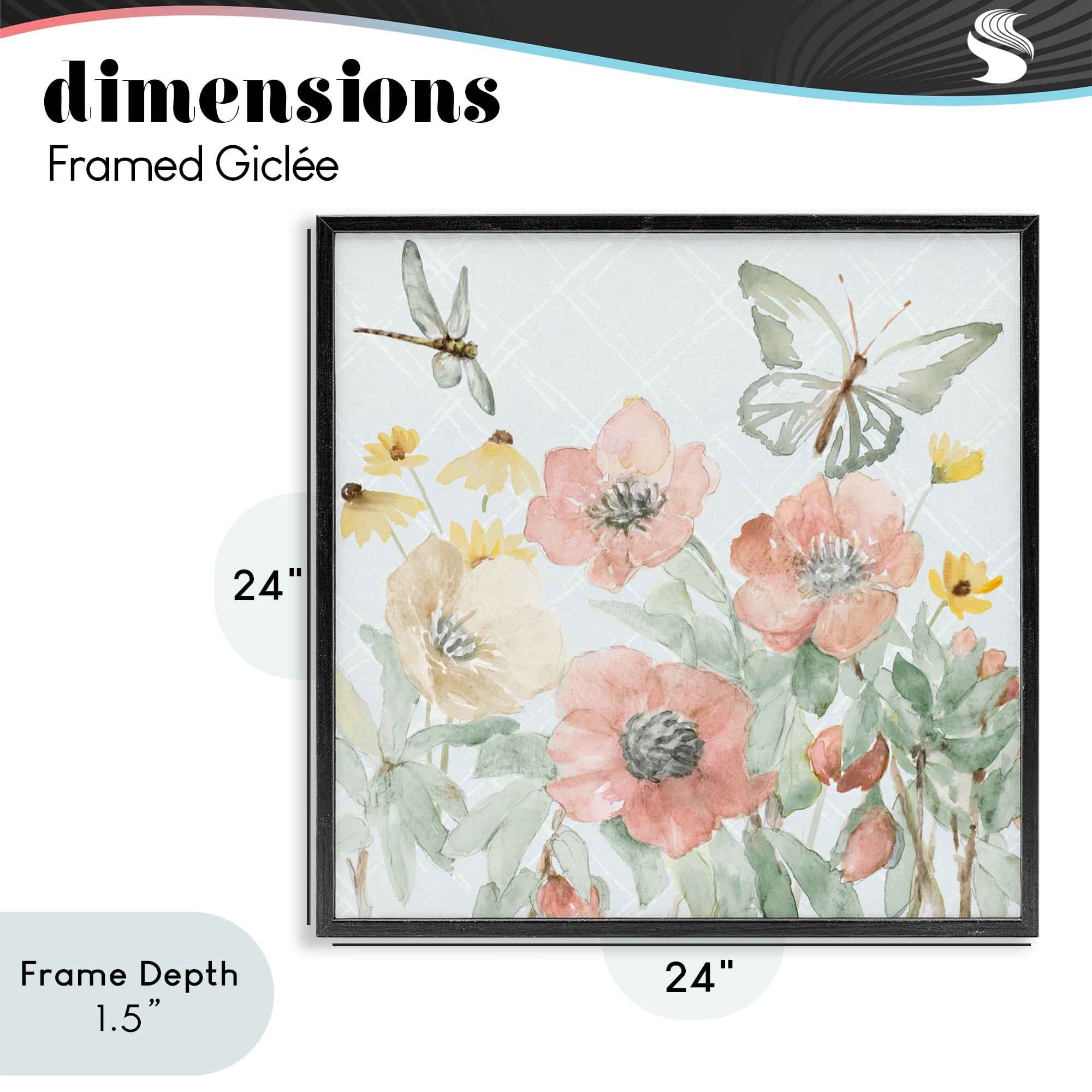 Stupell Industries Garden Joy Butterflies Black Framed Giclee Art, design by Lanie Loreth